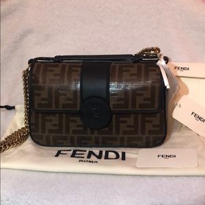 Fendi Coated Canvas & Leather Shoulder Bag